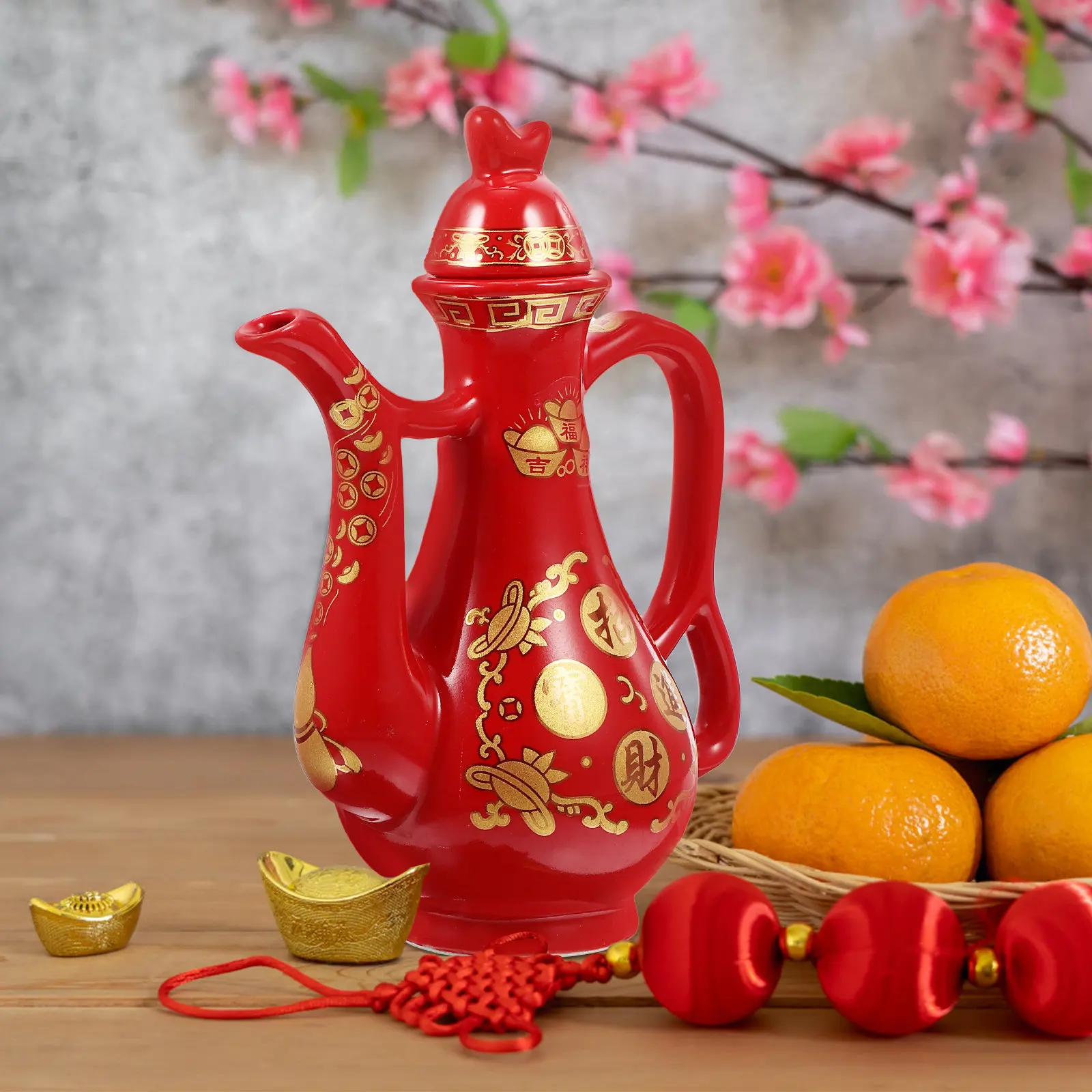 Delicate Ceramic Offering Water Pot Traditional Chinese Design Polished Surface Anti-Aging Sturdy Temple Worship Jar Desktop