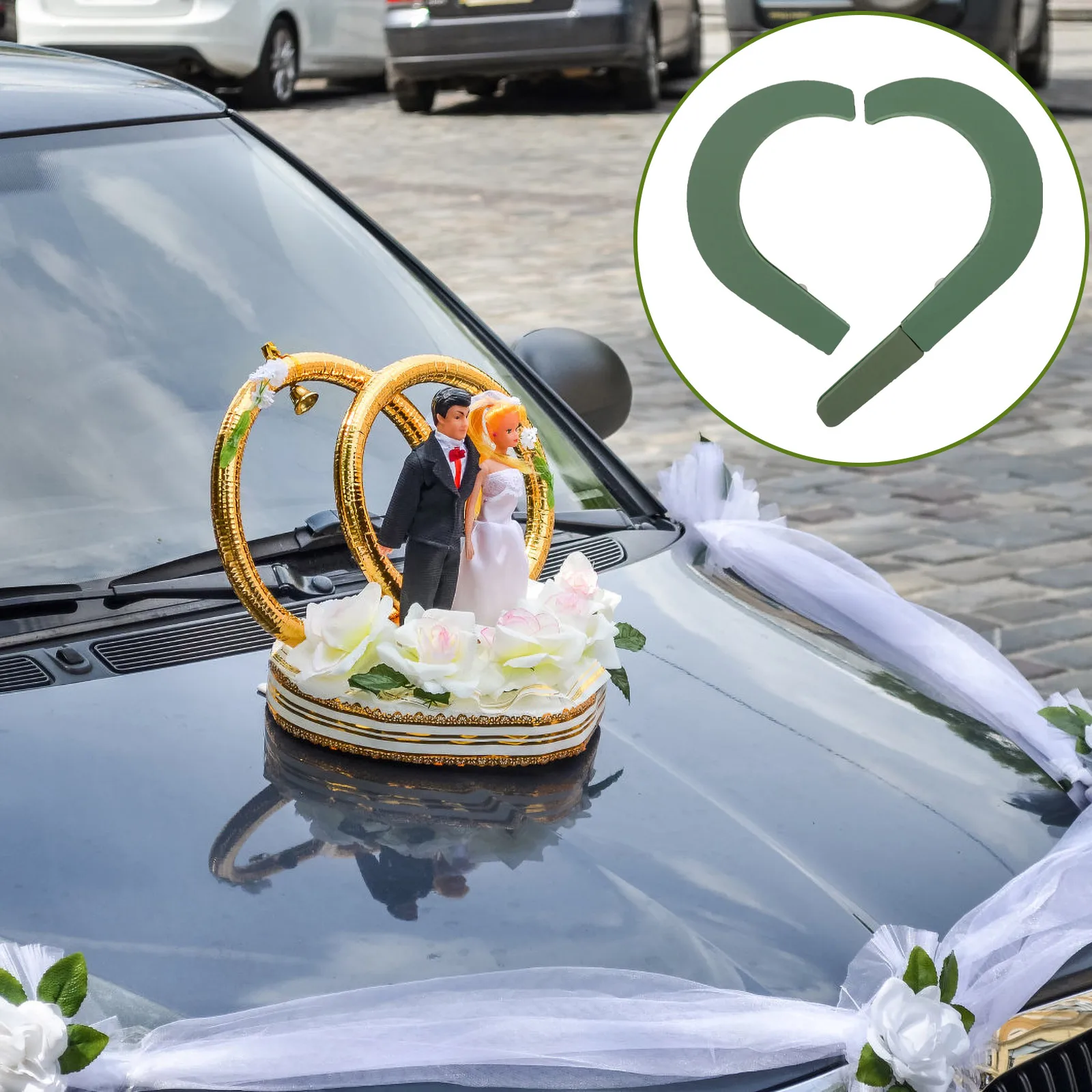 

Flower Arrangement Mud Floral with Plastic Sucker Wedding Supplies Arranging Romantic Car Decor Decoration Green