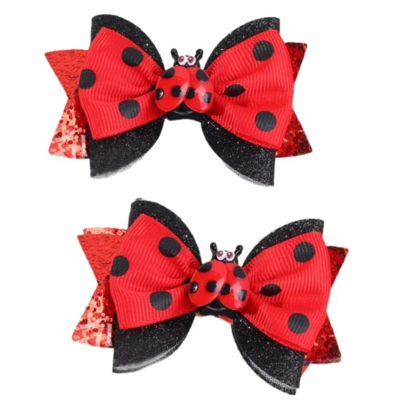 

652F Creative Children's Hair Accessories Cartoon Animal Designs Double Bows Clip Headwear for Everyday Wear and Parties