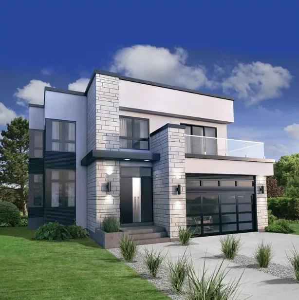 Modern Light Steel Structural 2-Story Prefab House 3 Bedroom Modular Home  3 Bathroom with Garage