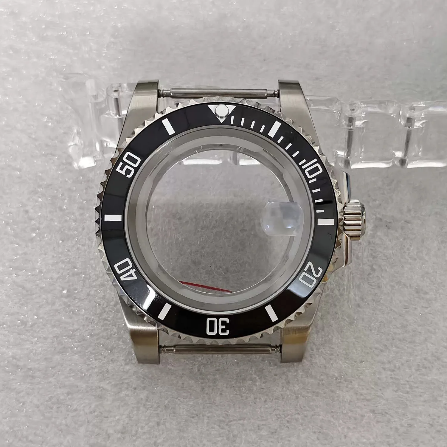 40mm Stainless Steel Watch Case Transparent Back Sapphire Crystal For Yacht Style Fit NH35 NH36 Movement Watch Mod Parts