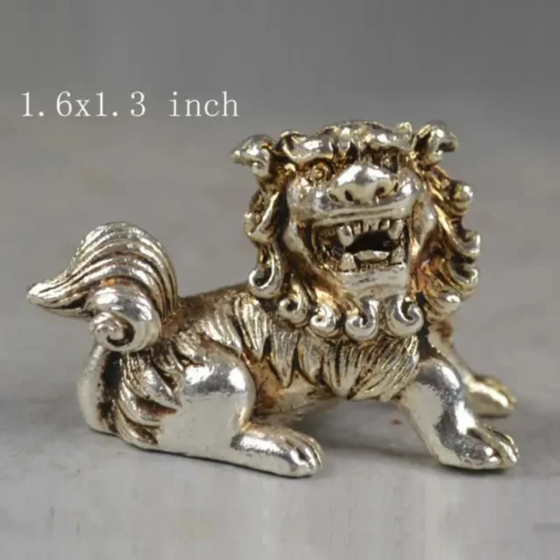 

China can be collected old handmade exquisite decoration miao silver statue-lion