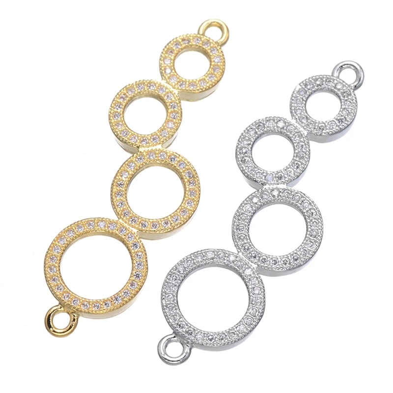 Juya DIY 18K Gold Plated Cz Infinity Knot Flower Star Charm Connectors Accessories For Women Bracelet Necklace Earring Making