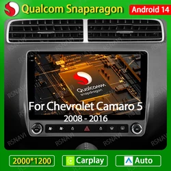 Android 14 Wireless Carplay Auto For Chevrolet Camaro 5 2008 - 2016 Car Radio Multimedia Video Player GPS NAVI 4G LTE 5G WIFI BT