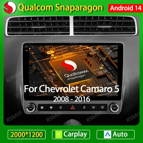 Android 14 inalámbrico Carplay Auto para Chevrolet Camaro 5 2008 - 2016 Radio de coche reproductor de vídeo Multimedia GPS NAVI 4G LTE 5G WIFI BT