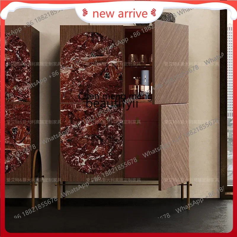 

SS ss7486 Wine cabinet natural marble dining edge, Italian minimalist decorative cabinet luxury house