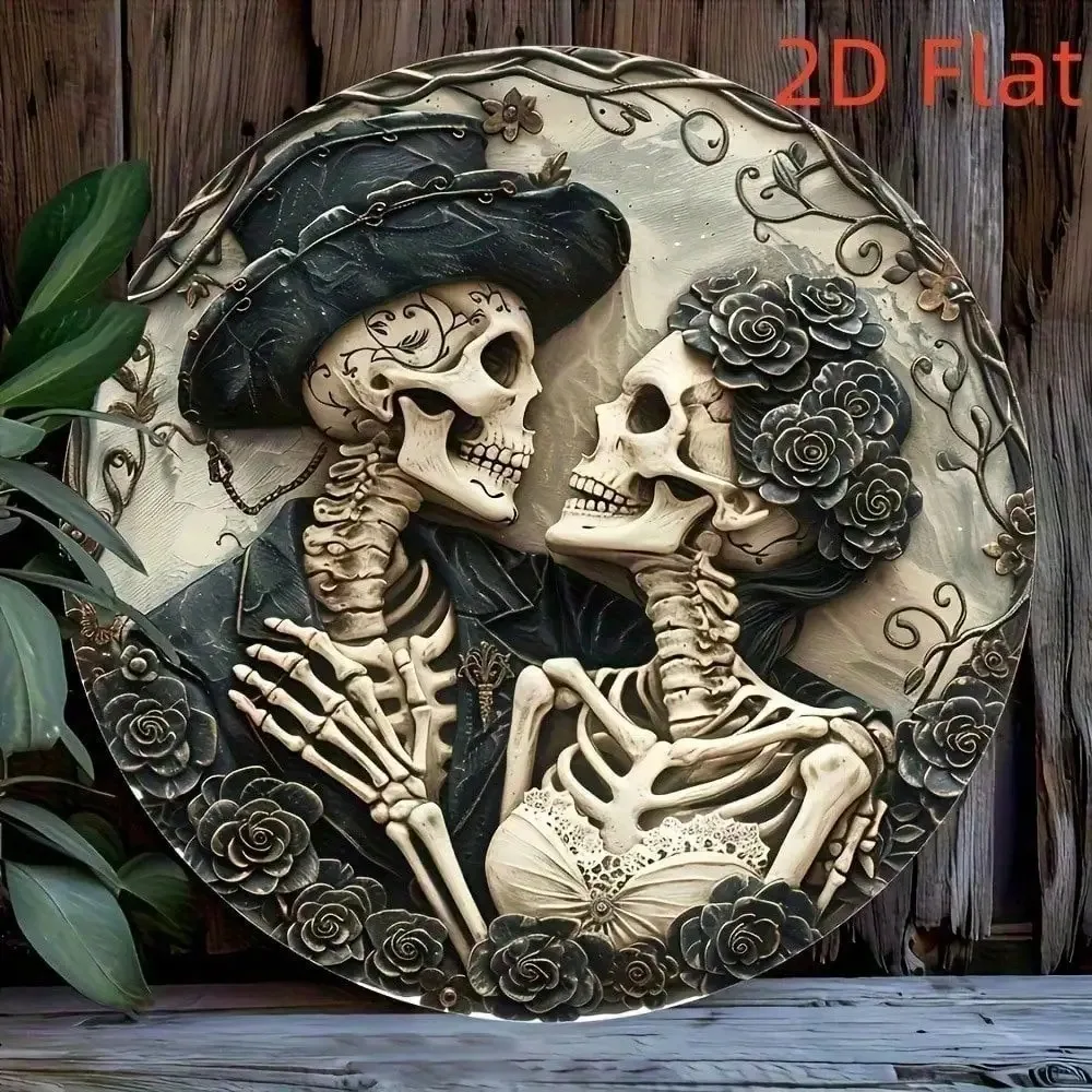 Image of Gothic Totenkopf Wanddekoration Skelett Kunst Plakette Dia de los Muertos Schild Einzigartiges Geschenk