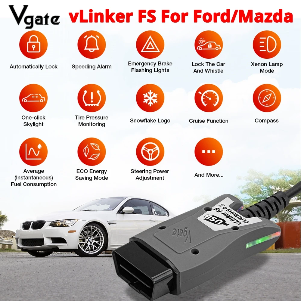 Оригинальный Vgate VLinker FS ELM327 для Ford/Mazda Perfectly FORScan OBDII HS/MS-CAN автомобильный драйвер FTDI PK ELM327 OBDLink EX Оригинальный Vgate VLinker FS ELM327 для Ford/Mazda Perfectly FORScan OBDII HS/MS-CAN автомобильный драйвер FTDI PK ELM327 OBDLink EX