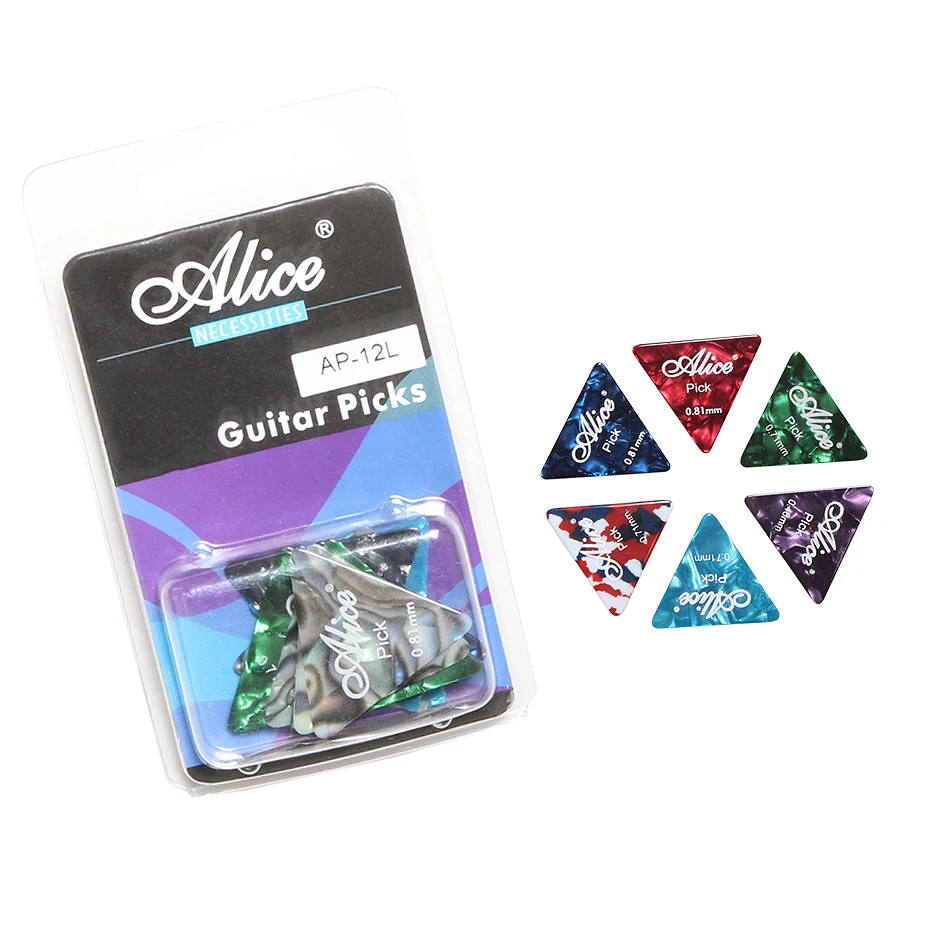 Alice AP-12L 12Pcs/Case Triangle Shape Guitar Picks  Plectrums for Acoustic Electric Guitar Strumming Thickness 0.46/0.71/0.81mm