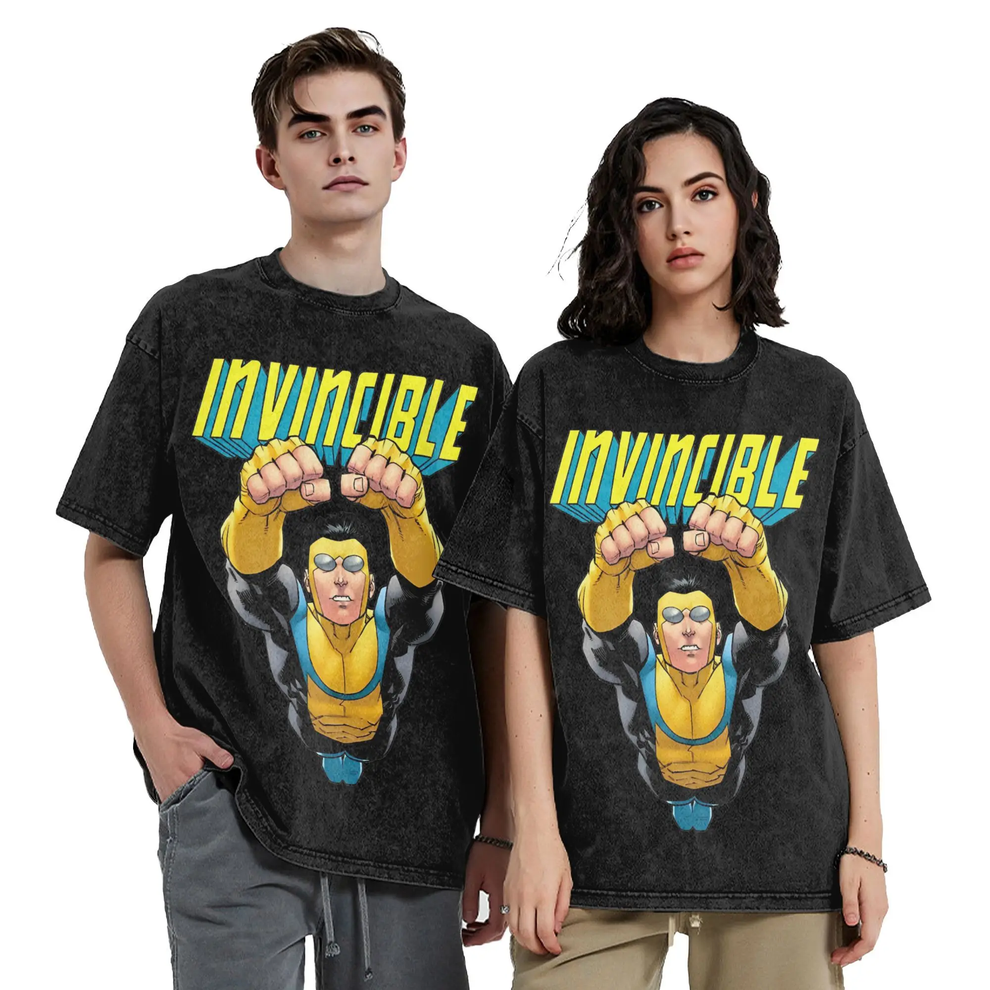 Men Women's Invincible Mark Grayson Vintage Washed T Shirt  100% Cotton Tops Vintage Short Sleeve O Neck Tee Shirt
