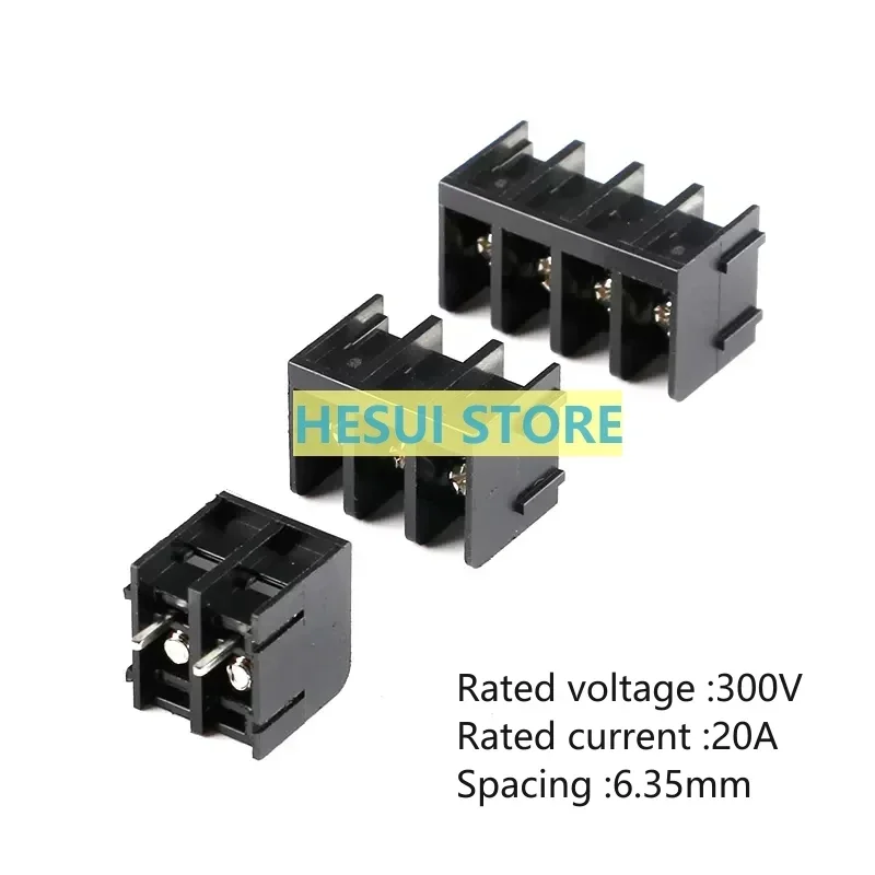 10 PCS HB611-6.35-2/3/4P DIP 300V/20A 6.35mm spacing fence terminal