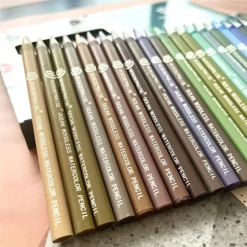 24 Color Watercolor Stick Woodless Watercolor Stick Morandi Color Water Soluble Colored Pencil Retro Color painting Graffiti