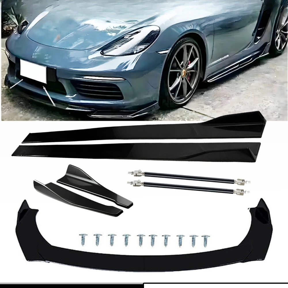 

For Porsche 718 Boxster Cayman 16- Front Splitter Bumper Lip Spoiler Gloss Black United States