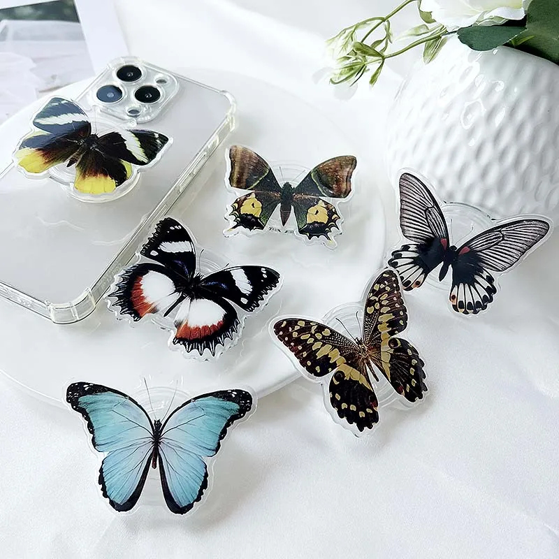 Socket Folding Grip Tok Bionic Butterfly Phone Holder 3D Effect Transparent handle insect phone Stande