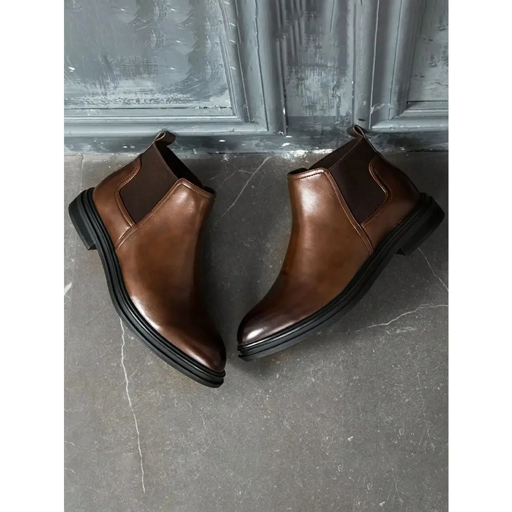 

2025 Winter Luxury ShoesMen's Pointed Toe Large Size Chelsea Boots