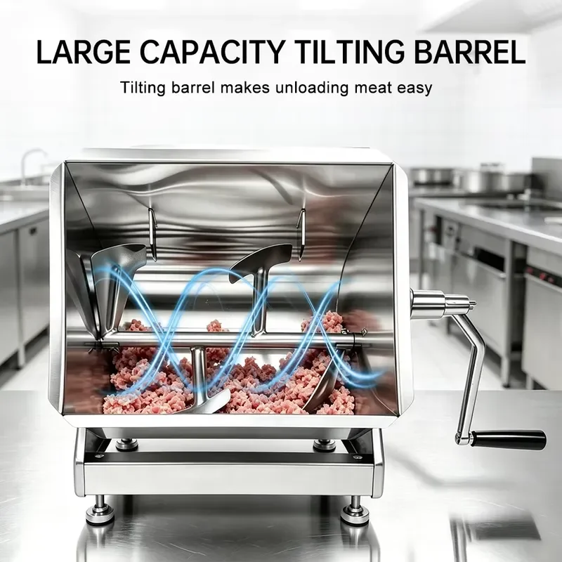 Stainless Steel Manual Meat Mixer Durable Hand Crank Sausage Stuffing Tool for Ground Beef Processing Kitchen Restaurant Use