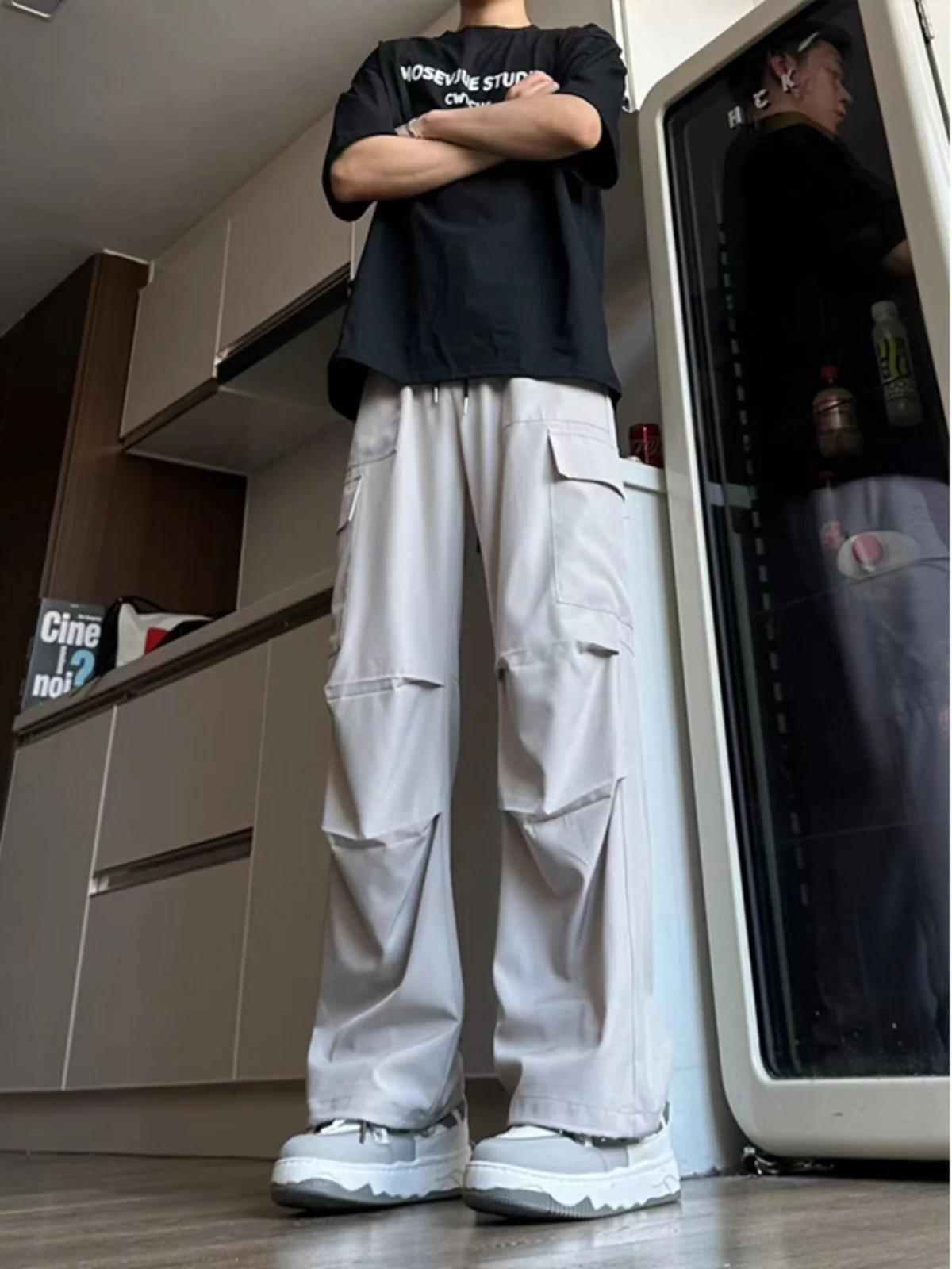 

Light ey Ice Silk Men's Work Trousers Summer Straight American Paratrooper Nylon Qui Dry Outdoor Climbing Trousers