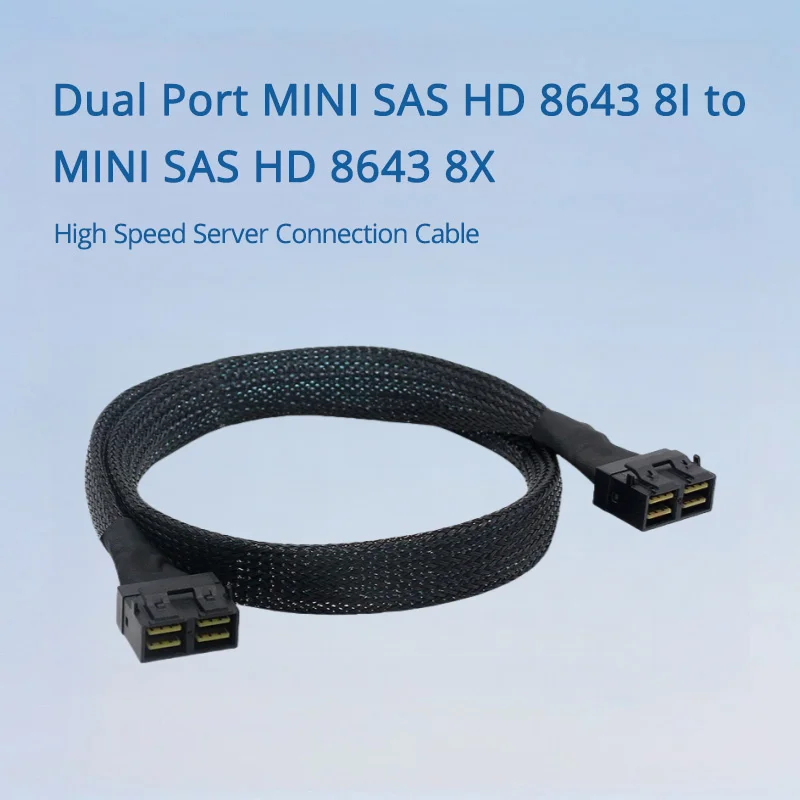 

Dual-port MINI SAS HD 8643 8I To MINI SAS HD 8643 8X High-speed Server Cable Length Optional 0.5M 1M