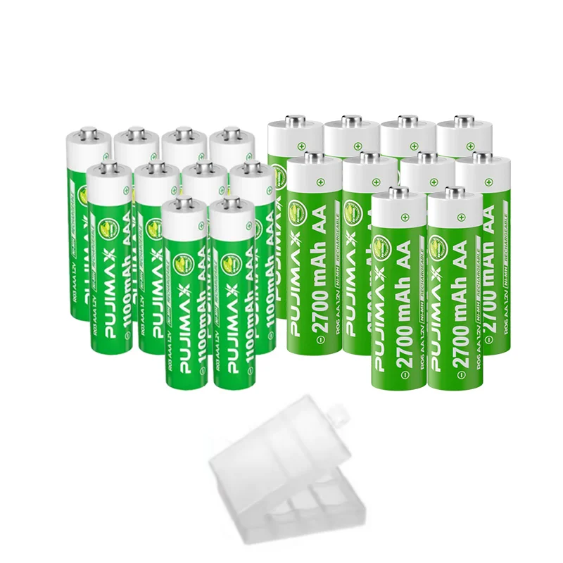 

PUJIMAX 100% New 1.2V 2700mAh AA NI-MH Rechargeable Batteries+AAA battery 1100mAh Rechageable battery NI-MH 1.2 V AAA batteries