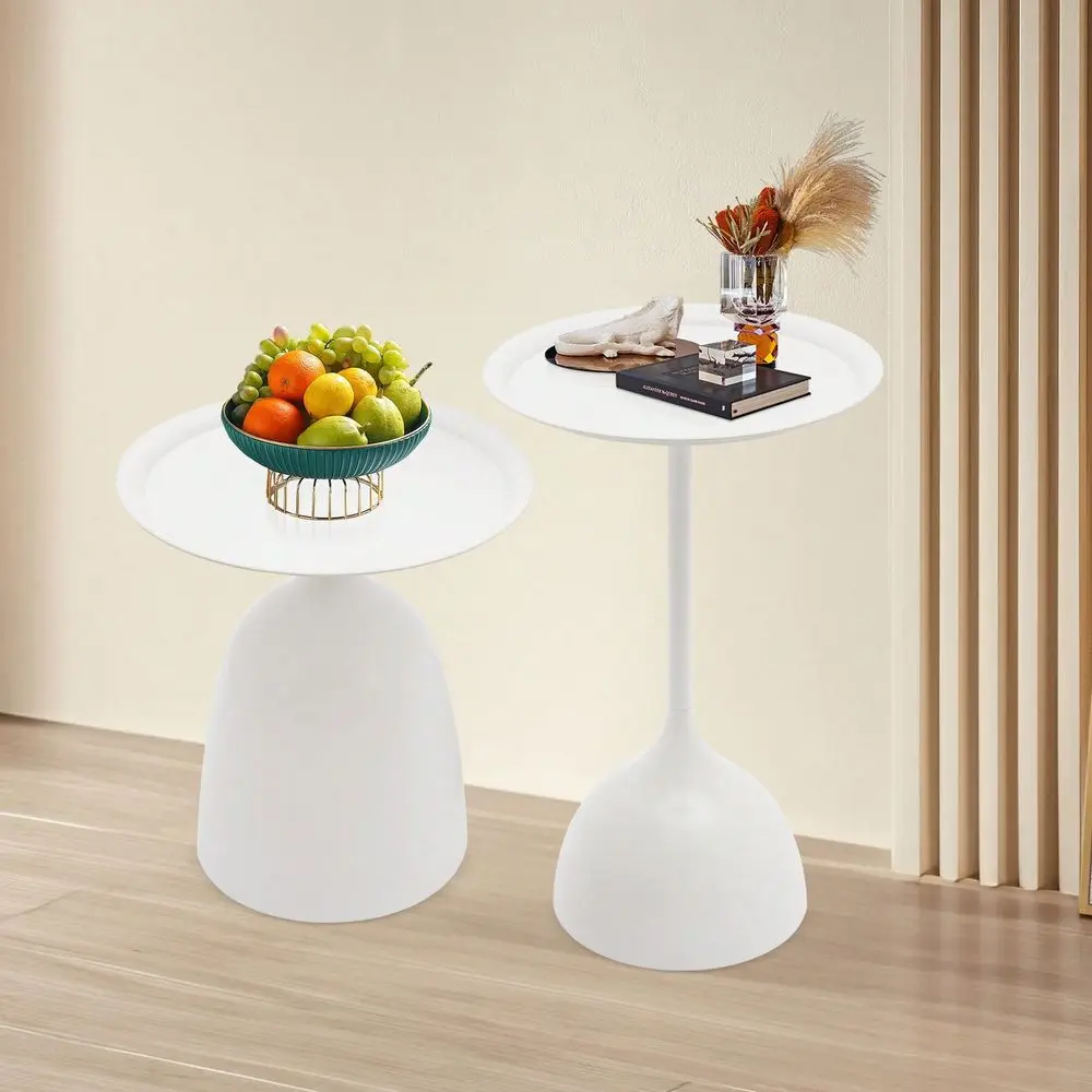End Table Set For Living Room, Durable Metal Tall Short Side Table Set For Bedroom Tea House Balcony Garden Yard, Includes Two