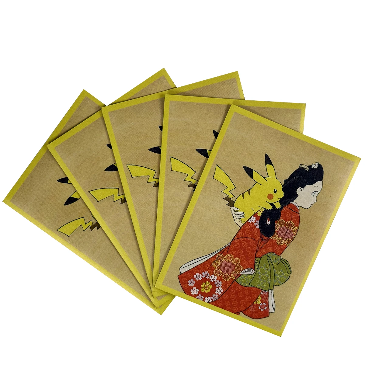 60개 피카츄와 뷰티 카드 슬리브 PKM 표준 크기 트레이딩 카드 PTCG 보호 슬리브 커버 게임 보호기 선물 66×91mm