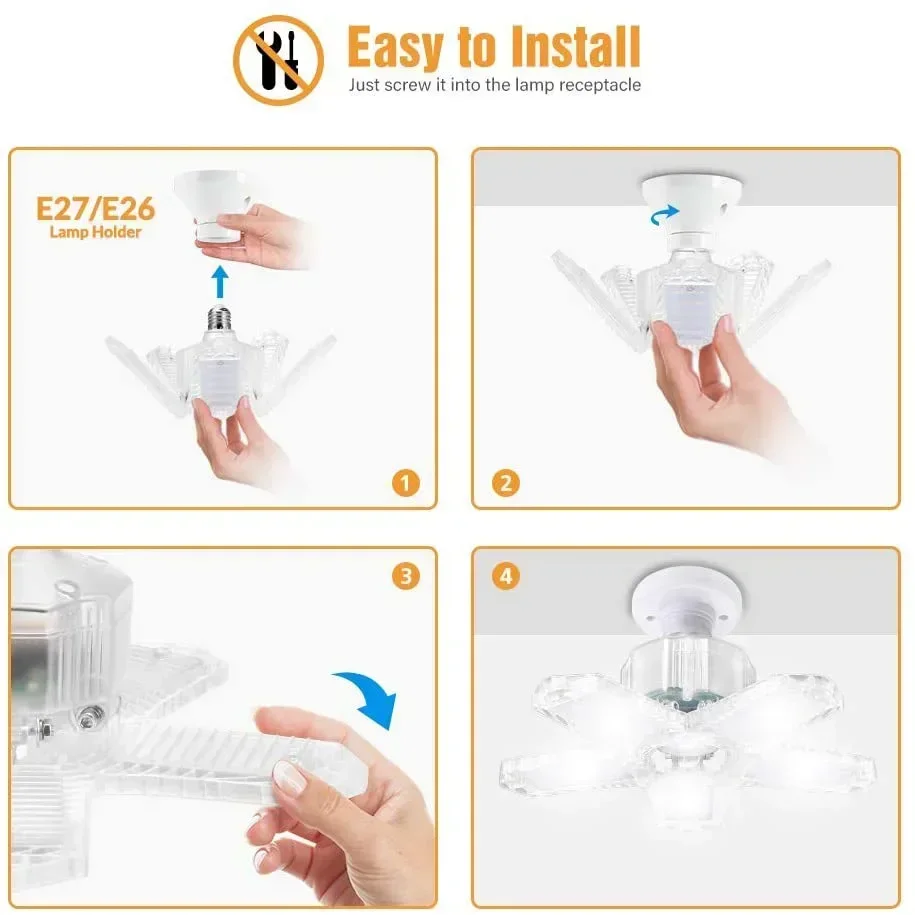 Lumière LED haute luminosité pliable à cinq feuilles, 80 W, 100 W, 5 + 1, éclairage industriel pour garage, éclairage d'usine, 1 PC, 2 PC, 4PC