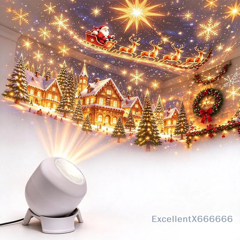Santa Claus LED Rotating Projection Night Light Portable Holiday Decor for Home Bedroom Christmas Party Gift