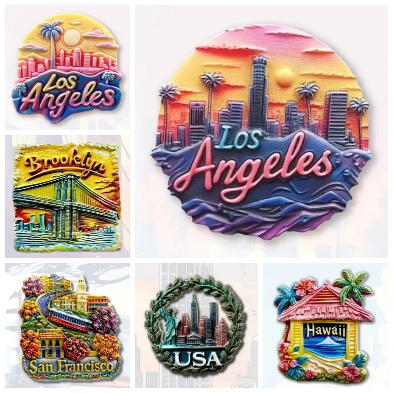 

United States Fridge Stickers Brooklyn Souvenirs San Francisco New York Hawaii Beverly Hills Fridge Magnets Gifts