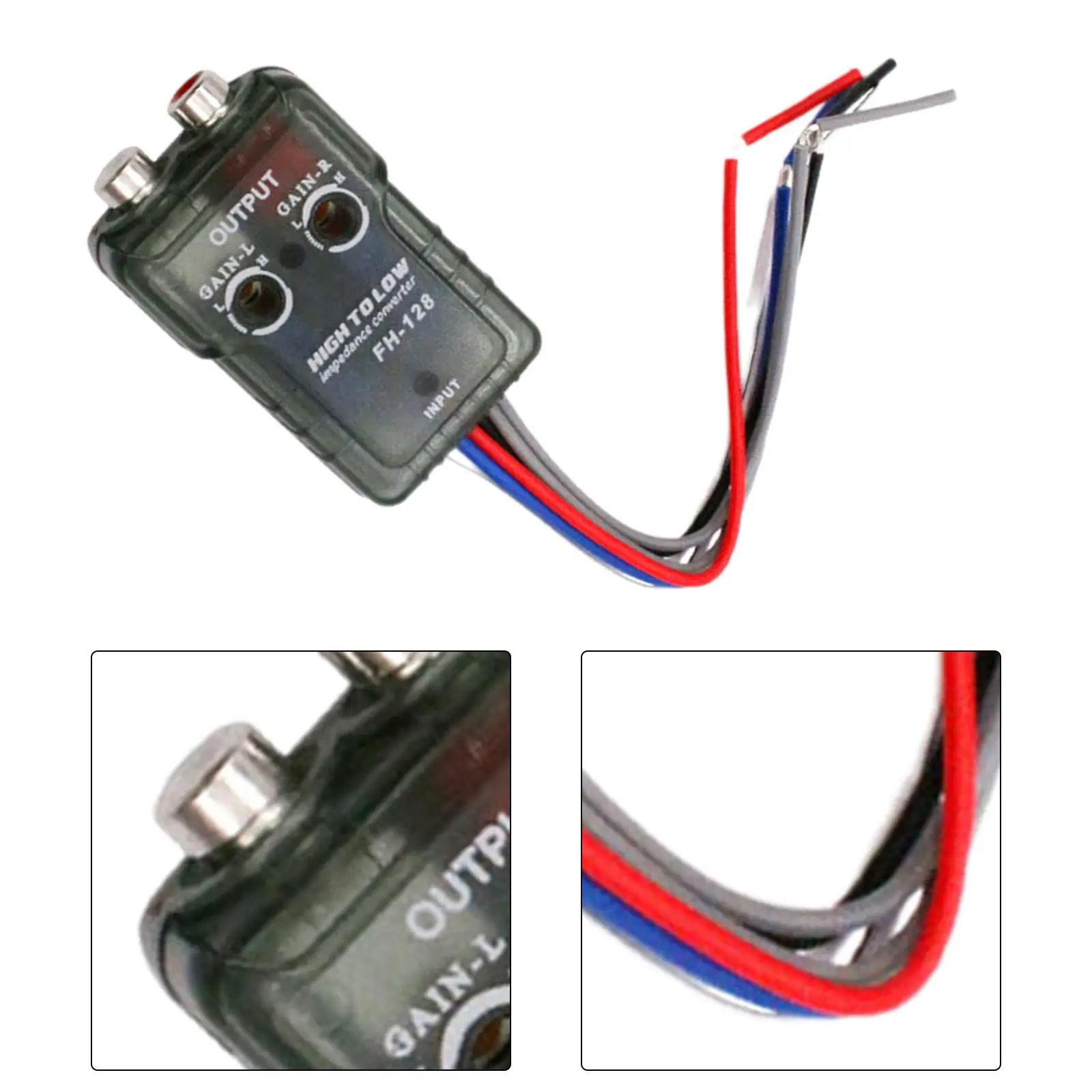 Speaker Output Adapter High to Low Audio Converter RCA Line Amplifier for Car Sound System Integration