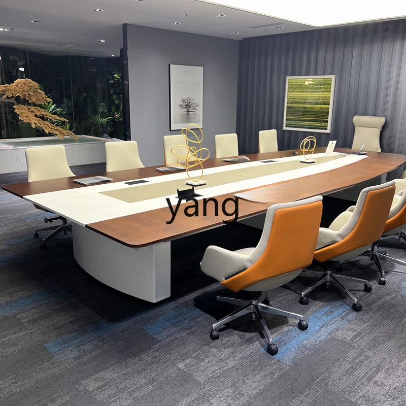 

LTT solid wood conference table long negotiation table company office modern high-end table and chair combination