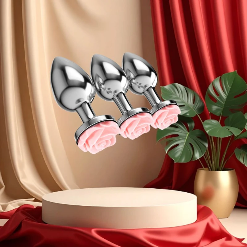 قابس معدني جديد على شكل وردة لألعاب التمتعة الذاتية الشرجية للذكور والإناث - منتج ألعاب غير تقليدي للبالغين