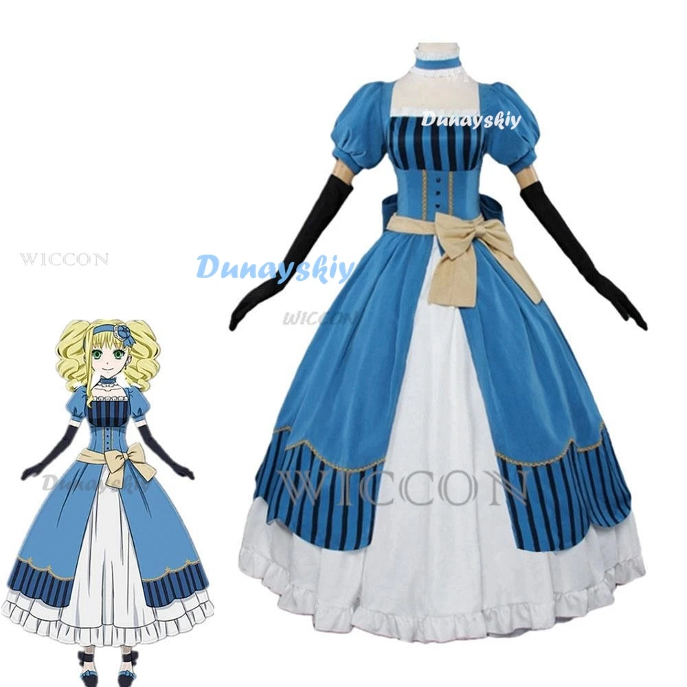 Anime Kuroshitsuji: Book of The Atlantic Black Butler Elizabeth Ethel Cordelia Midford Cosplay Costume Wig Dress Woman Party Set