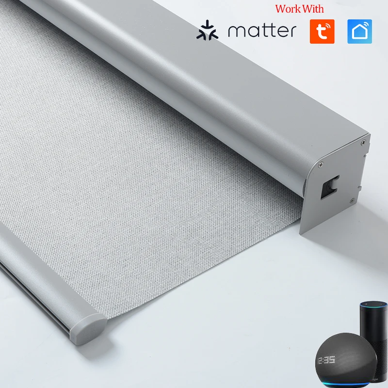 SmartMatters Blackout Motorized Roller Blinds For Window Cordless Shades Smart Zigbee Wifi Tuya Alexa Google Home Compatible