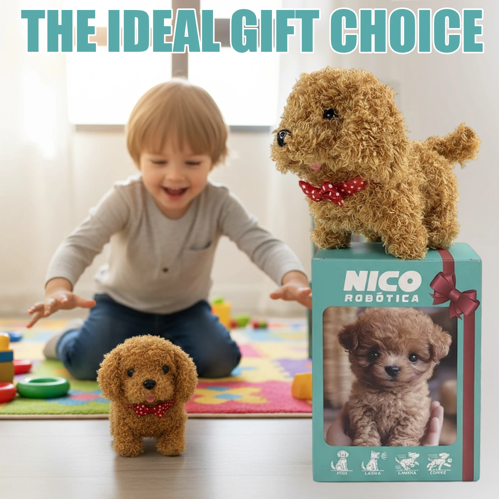 หุ่นยนต์สุนัขอิเล็กทรอนิกส์ ของเล่นตุ๊กตาสุนัขแบบโต้ตอบ ตุ๊กตาสุนัขเหมือนจริง น่ารัก เดินได้ ของเล่นสัตว์ยัดไส้ สุนัขส่งเสียงเห่า กระดิกหาง สำหรับเป็นของขวัญ