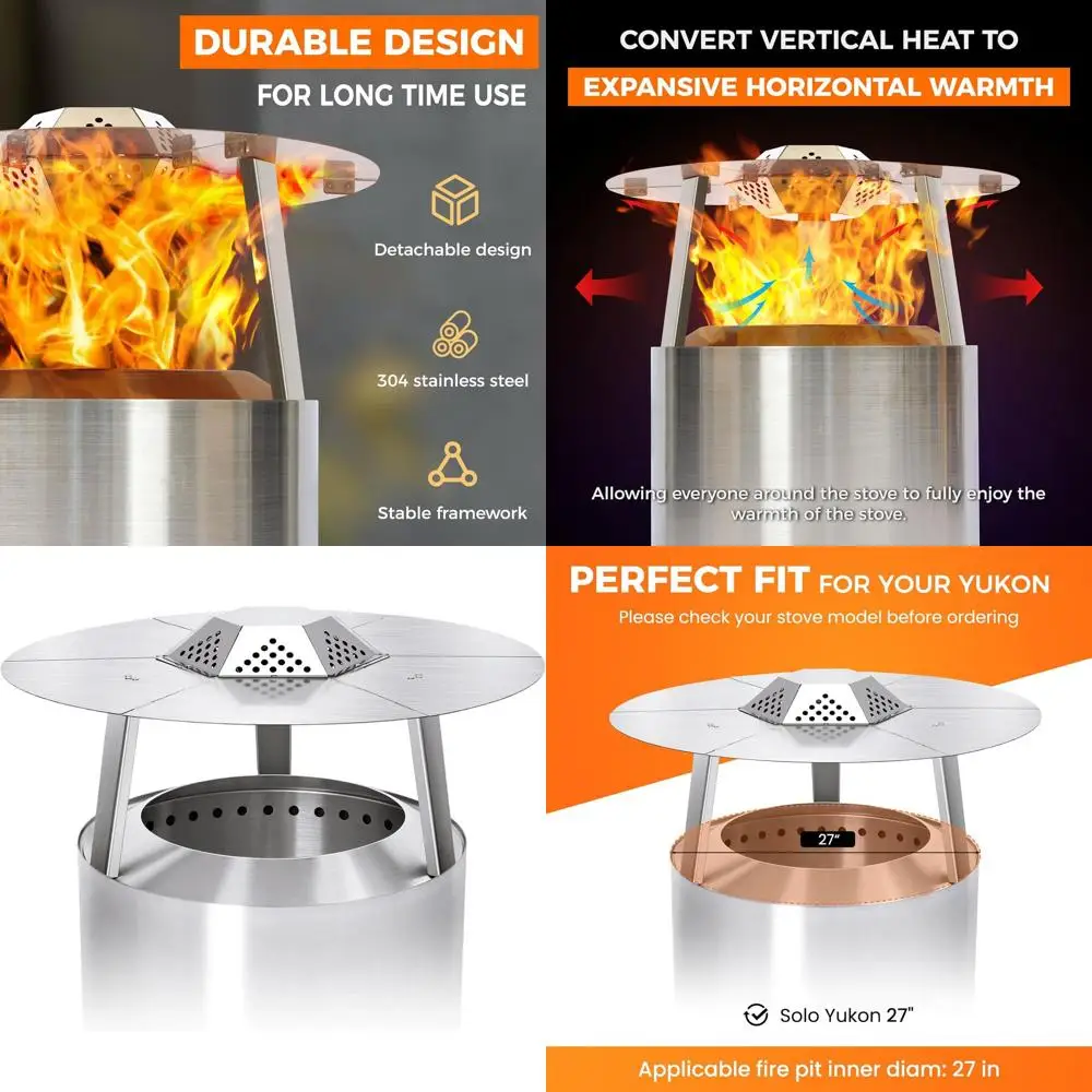 

Тепловой дефлектор из нержавеющей стали для 27 пожарных яб, 3 ножек, улавливает и уменьшает тепло для аксессуаров для уличной каминной каминки