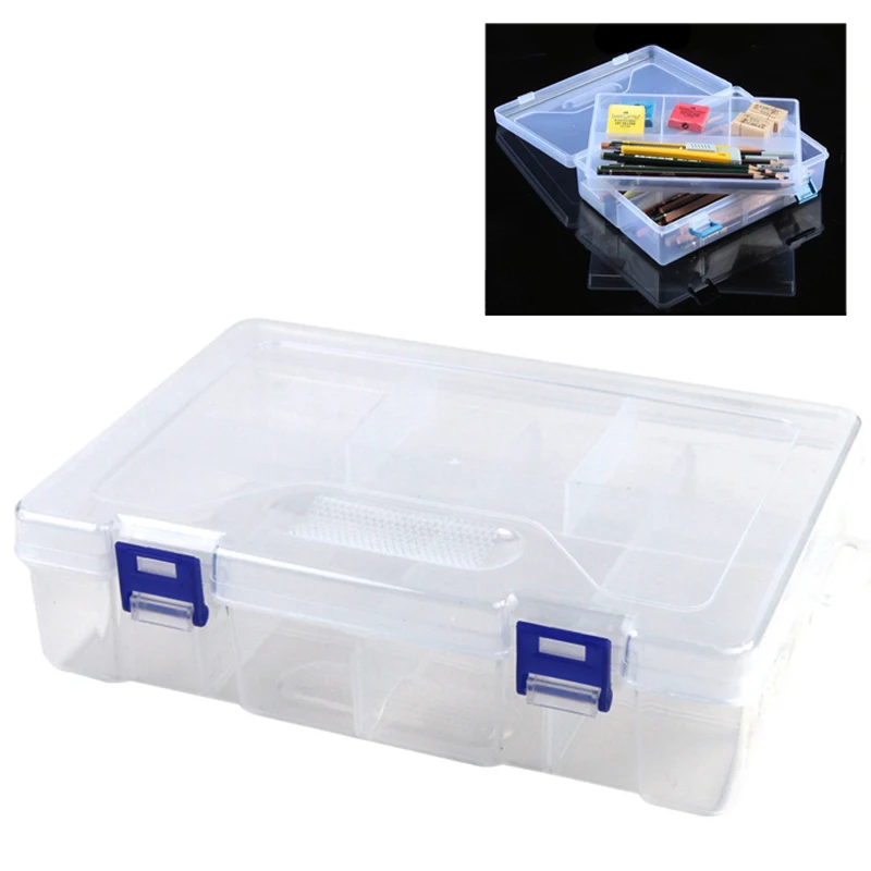 1Pc Double layer 8 Grids Tools Storage Box Transparent Detachable Plastic Box Electronic Components Case Hardware Tool Boxes