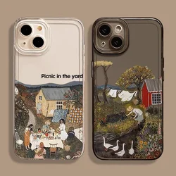 For IPhone 16 15 14 11 12 13 Pro Max Mini X XR XS 7 8 Plus Phone Cases Art Girl Illustrations Oil Painting Soft Shockproof Cover