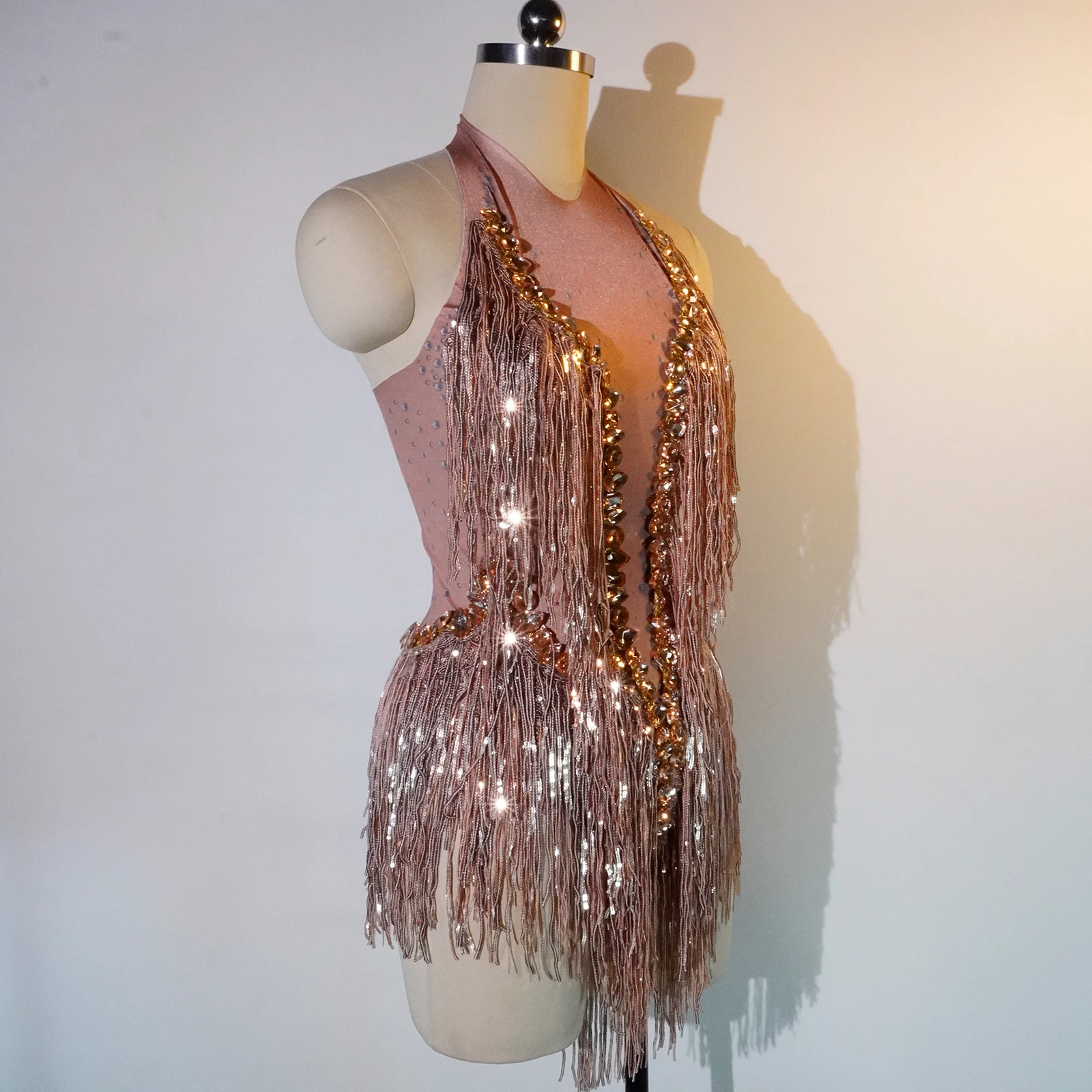 

Sparkly Sequins Fringe Leotard Sexy Performance Rhinestones Bodysuit Nightclub Outfit Singer Dancer LatinCostume Stage Wear Jazz