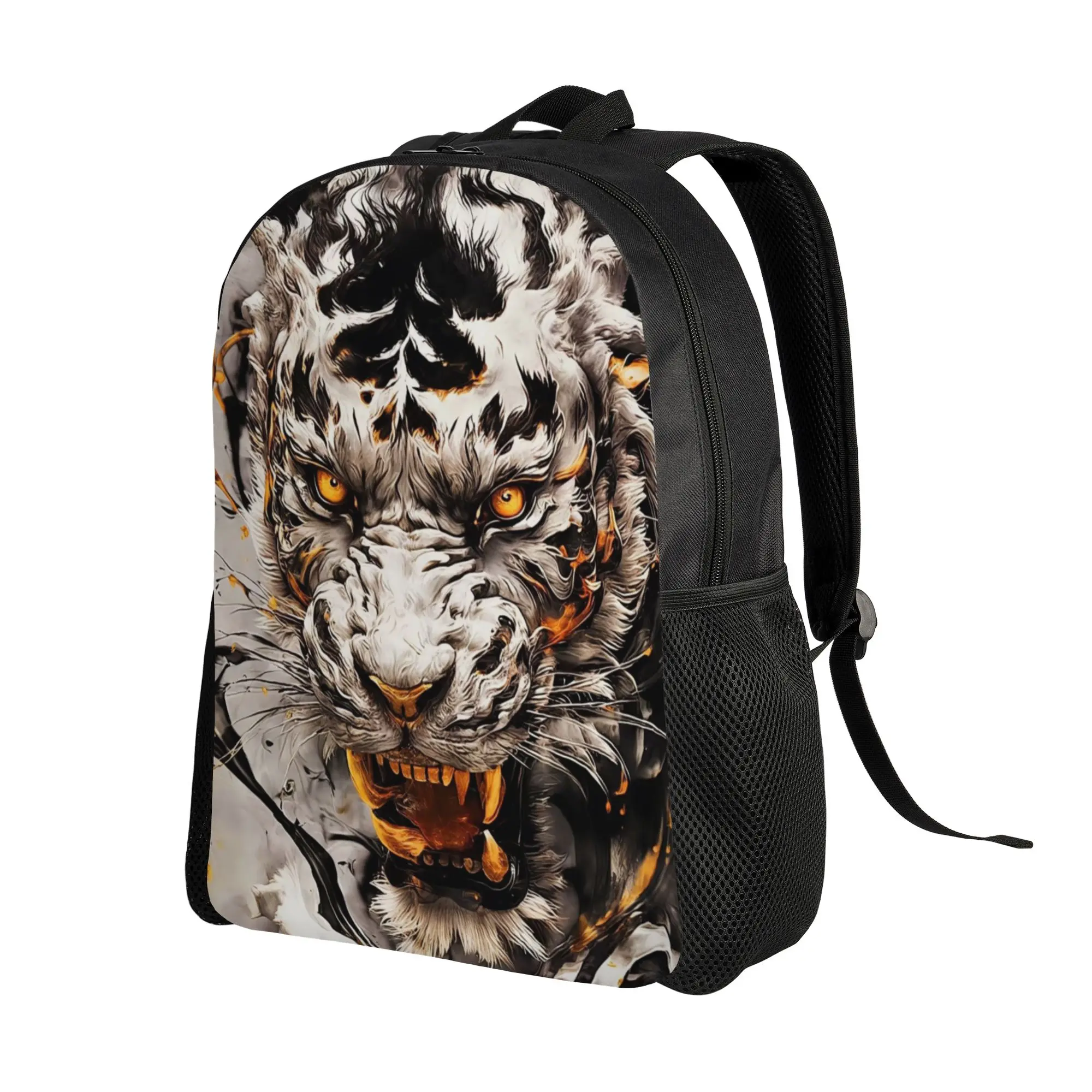 Knapsack Back to school season Ink Wash Fierce Tiger Head Art   Fashion Backpack