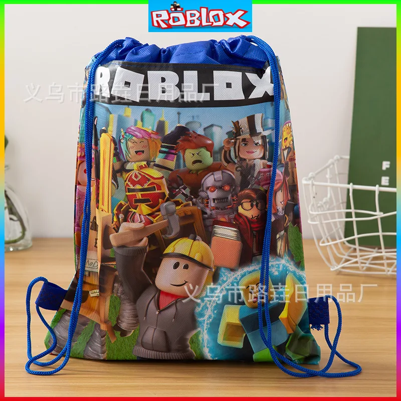 Roblox Non-woven Storage Drawstring Drawstring Drawstring Backpack Bag Schoolbag Lightening Zipper Shoulders Drawstring Bag