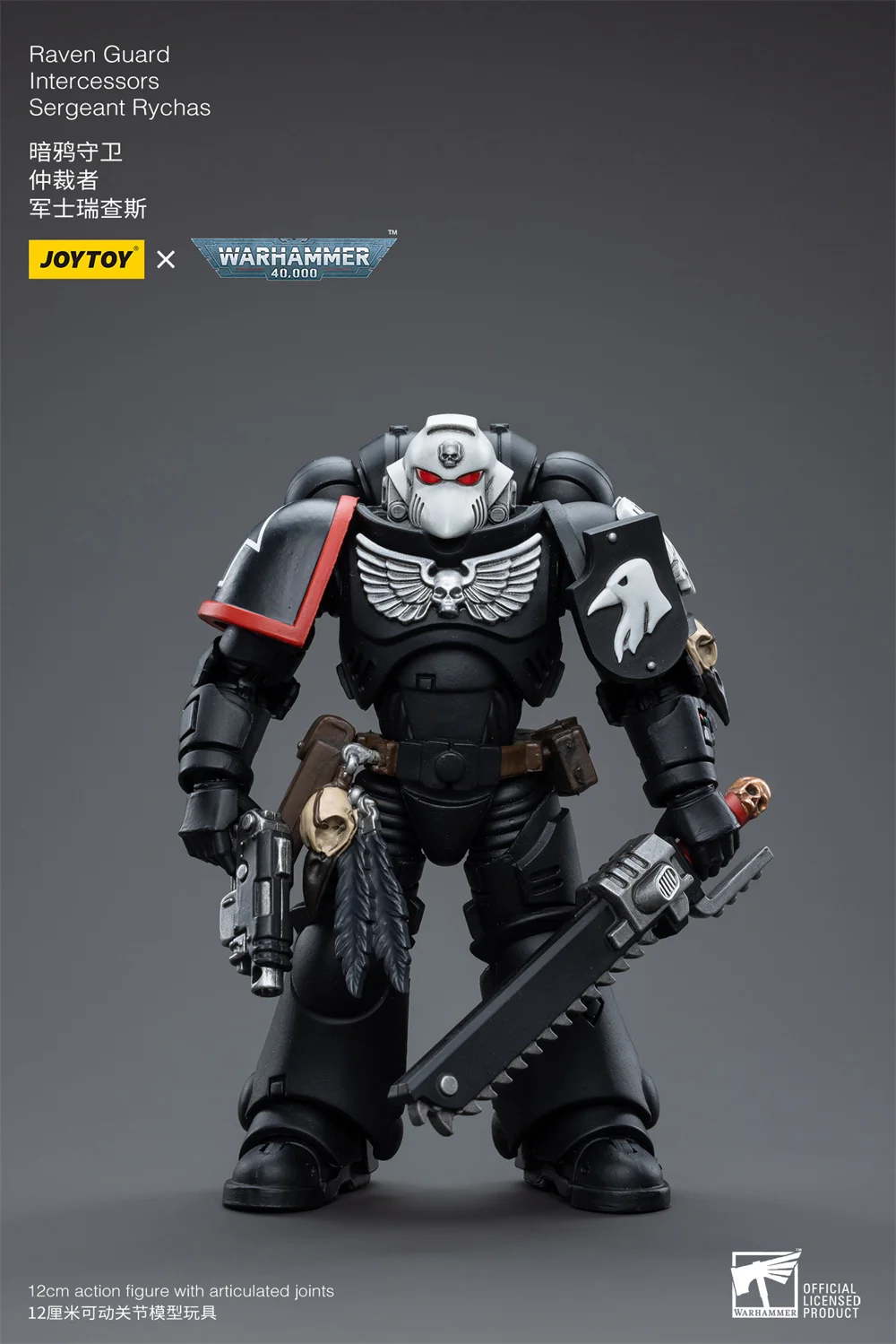 JOYTOY Warhammer 40K Raven Guard Intercessors Sergeant Rychas JT4577 1/18 12.1cm Mobile Soldier Model Toys for Fans