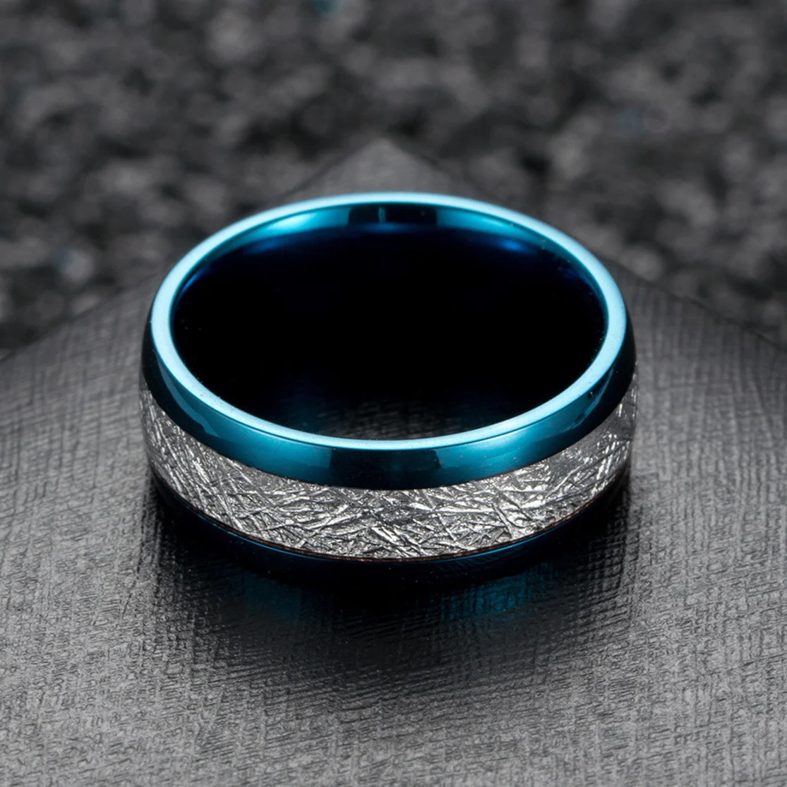 Hop Men's Hip Tin Foil Ring Male Blue Stainless Steel Rings For Man High Quality Band Wedding Hiphop/Rock Jewelry Accessories