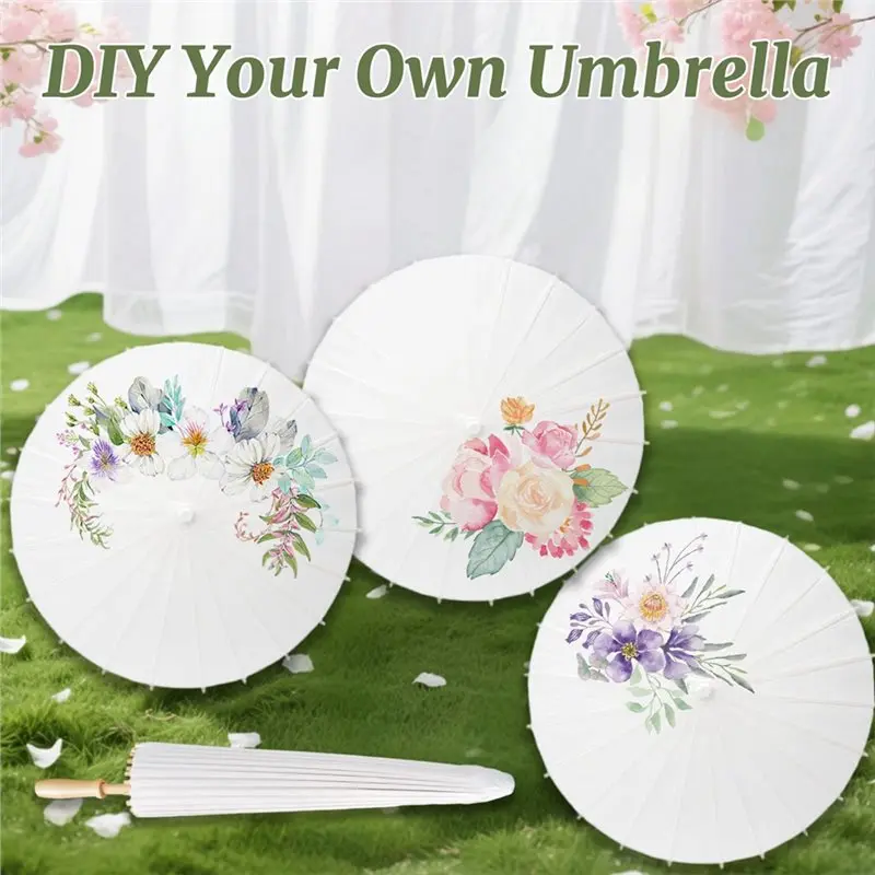 XSXS-Bamboo Paper Parasol 12PCS 40Cm For Wedding Umbrella Party Favor For Bridal Shower Centerpiece Photo Prop DIY