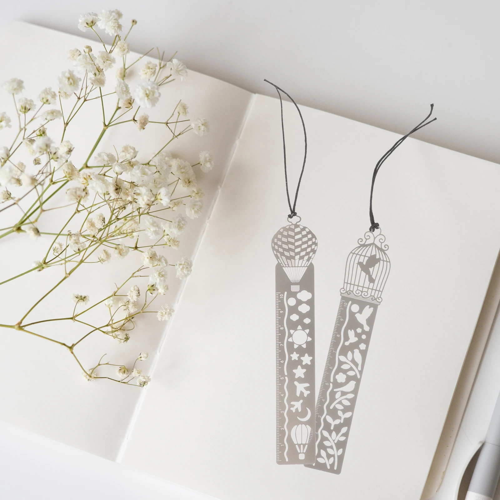 8 pezzi creativi in metallo segnalibro righello stencil non sbiadiscono bambini strumento di disegno di cancelleria per bambini per studenti file