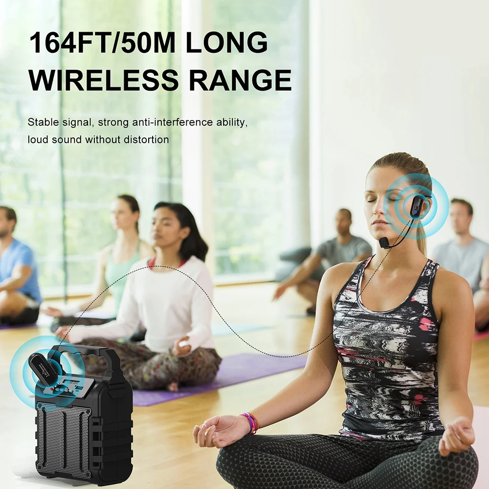 2.4G Head-mounted Wireless Lavalier Microphone Set Transmitter with Receiver for Amplifier Voice Speaker Teaching Tour Guide