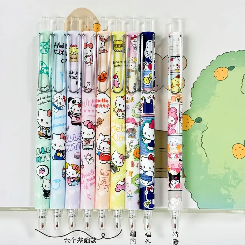 24pcs Sanrio HelloKitty Gel Pen Cute Cartoon 0.5 Black Signature Press Pen Individually Packaged Student Stationery Wholesale