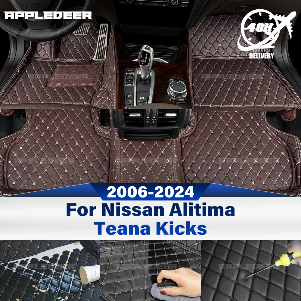 

For Nissan Alitima Teana 2006-2024 Kicks 2017-2024 Custom Car Floor Mats Automobile Carpet Cover Accessories