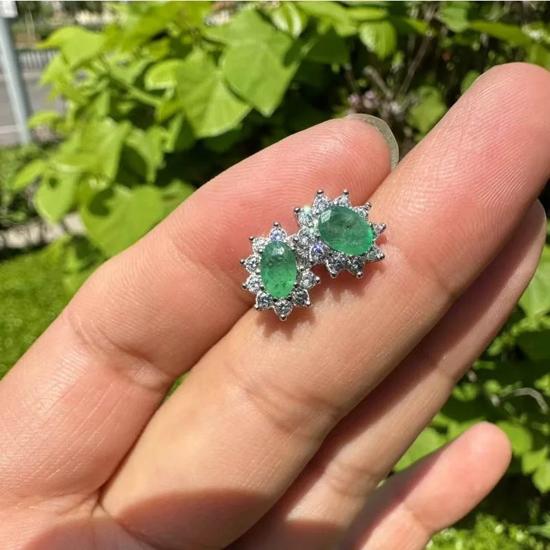 

4*6mm Natural Emerald Earrings with Certificate Fine Charm Fashion Weddings Jewelry for Women