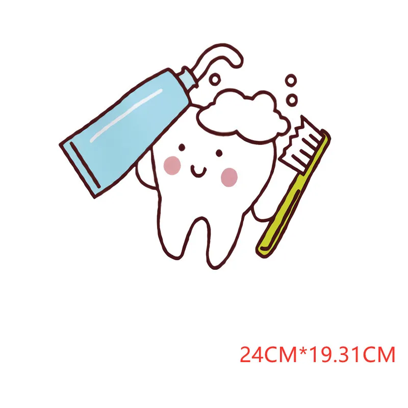 Cute Tooth Candy Iron on Patches For DIY Heat Transfer Clothes T-shirt Thermal transfer stickers Decoration Printing Appliques