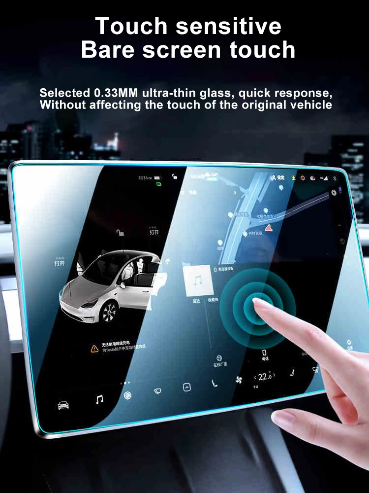 Tempered Glass Screen Protector For Tesla Model 3 Y 2022 2021 2020 Center Control Accessorie Matte Anti Glare HD Film Protection